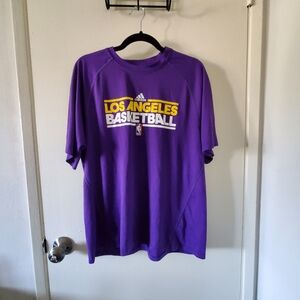 Men's Purple Adidas Los Angeles Basketball Short Sleeve Shirt